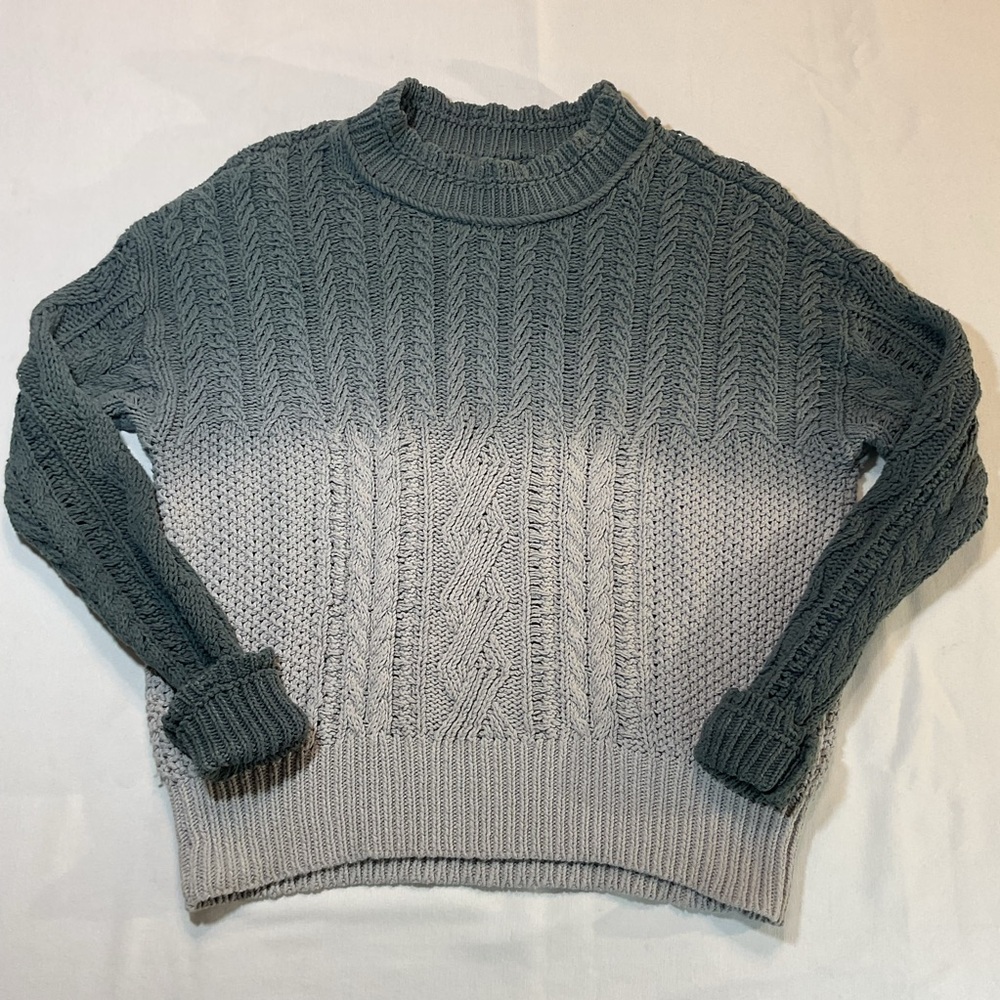 Free People by Anthropologie Marci Dip-Dye Cable Knit Gray Carbon Sweater Size M